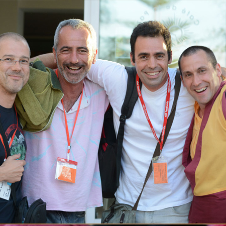A group of happy men at Festival