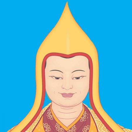 Head and shoulders painting of Buddha Je Tsongkhapa