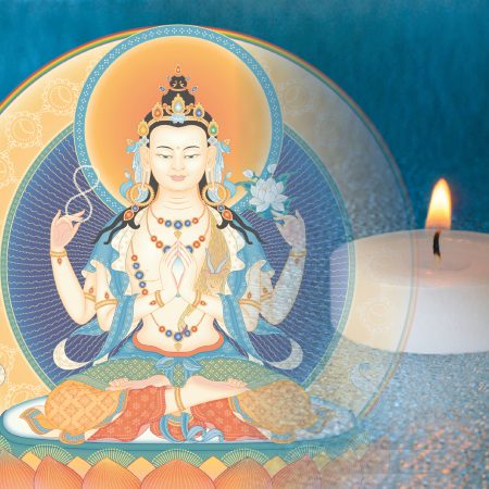 Buddha Avalokiteshvara with candle light